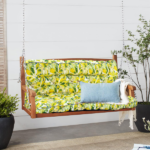 Outdoor Swing Cushions 63 Inch, Waterproof 4" Thick Porch Swing Cushion Replacement with Backrest and Ties, Comfortable 2-3 Seat Pation Swing Pad for Backyard, Garden, Lawn, Outdoor Furniture Caisu