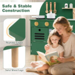 Green Wooden Kids Play Kitchen with Interactive Stove & Sink, ASTM/CPSIA Compliant Pretend Cooking Set for Ages 3+ - Image 8