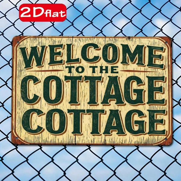 CIFbuy 1pc Vintage Cottagecore Metal Wall Sign, Welcome To" The Cottage Rustic Farmhouse Decor, 2D Flat Unframed Plaque, Farmhouse Decor, 2D Flat Unframed Plaque, 7.87x11.81Inch WelcikTok, WelcikTok, t Self-pickup Logiopics