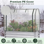 3-in-1 Metal Raised Garden Bed with Mini Greenhouse Cover, Elevated Planter Box - Silver - Image 6
