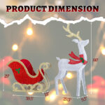 5ft Lighted Christmas Reindeer & Sleigh Outdoor Yard Decoration Set with LED Lights, Red & White - Image 9