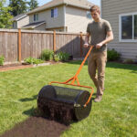 24" Lawn Topdressing Spreader with 0.75"×0.5" Mesh, Compost Spreader for Soil Sand Fertilizer Orange - Image 9