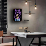 CIFbuy 1pc Neon Maneki Neko Lucky Cat Metal Sign, 8x12 Inch 2D Flat Durable Metal Plaque, Decorative Wall Art For Home Bedroom Kitchen TikTok, TikTok, al Plaque Self-pickup Logiopics - Image 4