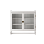 24.8"Glass Door Vintage Double Door Wall Cabinet with Three Tiers of Storage with Towel Rack, for Bathroom, Kitchen,Dining Room, White Washed - Image 8