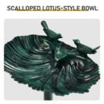 50*36*81cm Dark Green Resin Bird Bath With Shell Edge & 1.4W Solar Fountain - Image 6