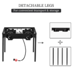 Replace 1255491 Outdoor Camp Stove High Pressure Propane Gas Cooker Portable Cast Iron Patio Cooking Burner (Double Burner 150000-BTU) - Image 8