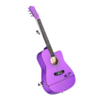 Purple 41-inch Dreadnought barrel-shaped cutaway acoustic guitar with pick, strings, capo, gig bag, tuner, wrench tool, and shoulder strap - Image 3