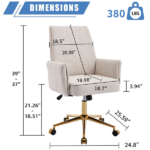 Mid-back liftable office chair, striped fabric, and ergonomically designed, is an excellent choice for working, studying or relaxing. The mid-back design provides a better sitting experience,White - Image 3
