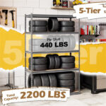 5-Tier Heavy Duty Garage Shelving Unit, 2200 LBS Total Load Capacity Boltless Storage Rack - Image 6