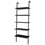 5-layer wall-mounted household steel-wood shelf, density board, iron frame, 61*30.5*182.88cm, black walnut color board, black frame - Image 7