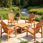 Solid Acacia Wood Adirondack Chair, 400 lbs Heavy Duty Sloped Seat Outdoor Patio Lawn Chair with Wide Armrests for Backyard Deck Fire Pit - Image 5