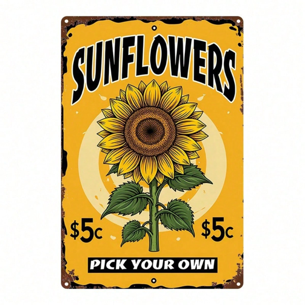 CIFbuy Vintage Sunflower 2D Flat Metal Sign 8x12 Inch" Waterproof Rustproof Retro, Wall Art Decorative Plaque Durable Hanging Dec 8x12 IncikTok, 8x12 IncikTok, t Self-pickup Logiopics
