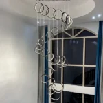 30 Ring High Ceiling Chandelier Foyer, Black Modern LED Large Staircase Long Chandeliers Light Fixture with Remote for Entryway Living Room - Image 9