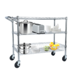 Heavy Duty Rolling Utility Cart,3 Tier Rolling Carts with Wheels,with Handle Bar & Shelf Liners,36"x18"x32"Storage Cart for Kitchen,Restaurant,Plant Display,Chrome - Image 14