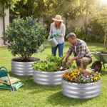 Round Galvanized Steel Raised Garden Bed 24×24×11.5 In Outdoor Planter for Vegetables Herbs Flowers - Image 10