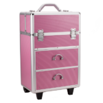 4 Tier Lockable Cosmetic Makeup Train Case with Extendable Trays Pink - Image 4
