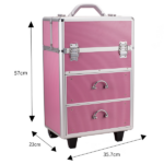 4 Tier Lockable Cosmetic Makeup Train Case with Extendable Trays Pink - Image 6