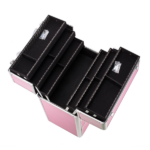 4 Tier Lockable Cosmetic Makeup Train Case with Extendable Trays Pink - Image 7