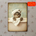 CIFbuy Cute Little Cat Bathing Metal Plaque Sign 2D" Flat Unframed, UV Resistant Outdoor Indoor Decor 7.87*11.81 I Sign 2D ikTok, Sign 2D ikTok, t Self-pickup Logiopics - Image 7