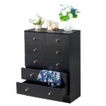 5-Tier 6-Drawer Dresser with Matte Gold Handles Particleboard + Textured Melamine Storage Cabinet 25.98*12.99*35.04in Black - Image 5