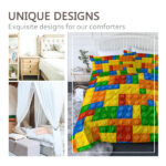 3pcs Funny Dot Building Blocks Comforter Set Colorful Bricks Thin Bedding Duvet Game Summer Quilt Set Full Size temu can only be self-picked up - Image 5