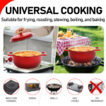 Cast iron 5QT cooking pot - Gradient red - Includes two silicone gloves - Enamel pot - Image 8