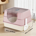 Galaxy enclosed pink cat litter box, sealed to prevent odors and sanding, stable and durable, suitable for pet families worldwide - Image 2
