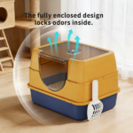 Galaxy enclosed pink cat litter box, sealed to prevent odors and sanding, stable and durable, suitable for pet families worldwide - Image 7