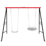 Swing Stand Frame,Swing Set Frame for Both Kids and Adults,500 Lbs Heavy-Duty Metal A-Frame Backyard Swing for Indoor Outdoor,Red(Frame Only)Non-eBay certified warehouse delivery