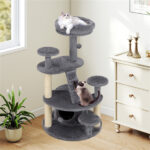 40" Multi-Level Cat Tree for Munchkin & Old Cats - Stable Wide Base, Soft Padded Perch + Large Condo (Gray) - Image 3