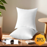 Precisely sized for versatility. This set includes two 18" x 18" white pillows filled with resilient polyester for lasting loft. Perfect as lumbar support on the sofa or as decorative shams on the bed. Sold without inserts, simplifying your purchase and allowing for custom cover - Image 4