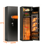 57" High Large Capacity Mechanical Gun Safe for Rifles & Handguns, Digital Password Lock, Built-In Independent Lock Box, Adjustable Shelves, Pre-Assembled No Assembly Required - Image 5