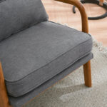 Same Code 33734058 Oak Armrest Oak Upholstered Single Lounge Chair Indoor Lounge Chair Dark Grey - Image 25