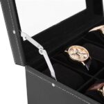Watch Box 20 Mens Case Glass Top Display Organizer Lockable Black - Image 12