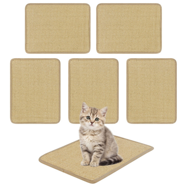 16 x 12 Inch Natural 6-Piece Cat Scratching Mats, Sisal Material Anti-Slip Latex Backing Furniture Protector