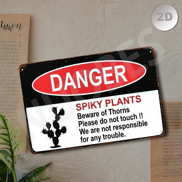 207d399e-c251-4ab0-bfce-c117f5d9d35f.png CIFbuy 1pc Fun Spiky Plant Warning Sign, Cactus Danger Metal Plate, Heavy-Duty Aluminum Decor, Red Text Outdoor Yard Garden Sig Warning ikTok, Warning ikTok, inum Decor Self-anckup LogiopSigDuty - Image 1