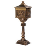 Cast Aluminum Mailbox with Post, Heavy Duty Postal Box with 2 Keys, Baffle Door, Expansion Bolts, Address Panel, In-Ground Large Security Mailbox for Outside, Antique Bronze - Image 2