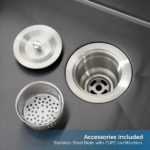 Stainless Steel Kitchen Sink, 32″x19″ Single Bowl, Overmount Handmade Sink in Black, with US Standard Drain and Hook[Unable ship on weekends, TK/TEMU only for pickup, only TX10643 warehouse supports GOFO] - Image 7
