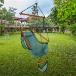 Oxford Cloth Hardwood With Cup Holder Wooden Stick Perforated 100kg Seaside Courtyard Oxford Cloth Hanging Chair Green - Image 10