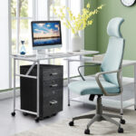 Black Wood Grain Density Board Three Drawers Wooden Filing Cabinet - Image 11