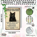CIFbuy 1pc Vintage German Black Cat Metal Sign, Retro" Iron House Rules Quote Wall Art, 2D Flat Unframed Weatherproof Rustproof UV Resis Sign, RetrikTok, Sign, RetrikTok, t Self-pickup Logiopics - Image 2