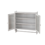 24.8"Glass Door Vintage Double Door Wall Cabinet with Three Tiers of Storage with Towel Rack, for Bathroom, Kitchen,Dining Room, White Washed