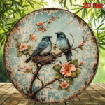 CIFbuy 1pc Vintage Bird Nesting Wall Decor 8x8in, "" Decor 8x8in, Round Sign Spring Birds Nest Plaque Frameless Hanging TikTok, TikTok, Self-pickup Logigiics - Image 3