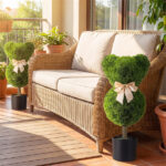 2 Pack Cute Bear Topiary Trees with Cement Weighted Pots Lifelike Green Faux Boxwood Decor for Indoor Outdoor - Image 10
