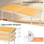 4Ft Portable Multipurpose Folding Table wood grain color - Image 10
