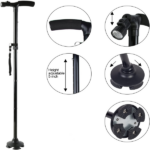 2 Pack 5-Levels Adjustable Height Walking Stick Portable Foldable Cane Travel Camping Hiking Walking Cane w/LED Light (US Logistics For USPS/DHL/Fedex/UPS. No designated logistics accepted TK/TMEU only For self-pickup - Image 7