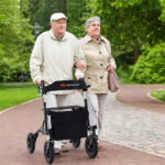 Outdoor Rolling Rollator Walker: 9.5" All-Terrain Wheels, 6-Level Adjustable (32"-37"), Foldable, Padded Seat, Storage Bag+Umbrella Holder - Image 6