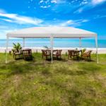 10'x20' Instant Pop Up Canopy Tent White, 6 Side Panels 2 Doors 4 Mesh Windows, 28/22mm Powder Coated Steel Frame, 10x20mm Crossbar, 210D Oxford Outdoor Folding Tent with Carry Bag, No Sandbags - Image 30