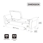 65.75" Wide Modern Upholstered Storage Bench With Double Lids - Image 11