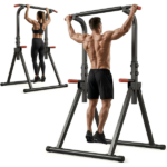 Foldable Pull Up Bar Standing Power Tower - Multi-Function Dip Station, 6-Level Adjustable Height Strength Training Fitness Equipment for Home Gym, 440lbs Max - Image 5